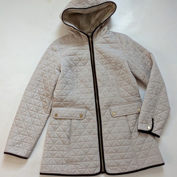 Jones New York Jackets & Blazers - Jones New York Jacket Women M Beige  Full Zip Off White  Quilted With Hood